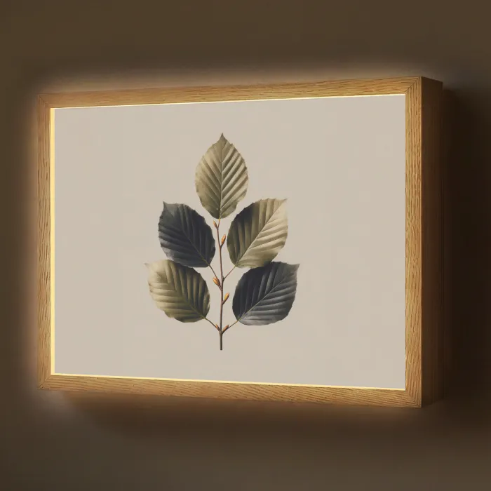 Beukenbladeren - Bruin - Groen - neutraal Light Box met batterij (Wandlamp) middel -z3d_website