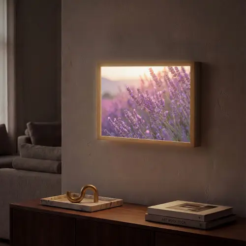 Lavendel - Paars - Zonlicht Light Box met batterij (Wandlamp) middel -sfeer1