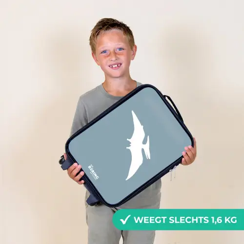 Blauw met Pteranodon dino Kinderkoffer - Zwart klein -sfeer4_NL