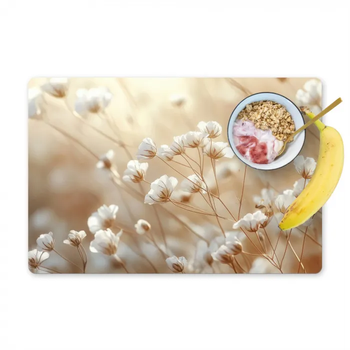 Wilde - Bloemen - Wit Placemat vinyl groot -zzzproduct_Kitchenyeah-website