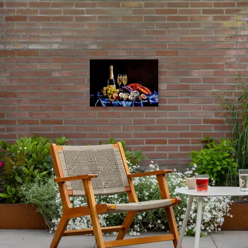 Champagne - Luxe - Oesters Tuinposter op houten frame 2 cm dik klein -sfeer3