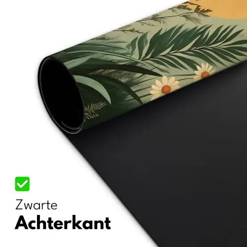 Bloemen - Bladeren - Zon - Groen Muismat XXL klein -sfeer2
