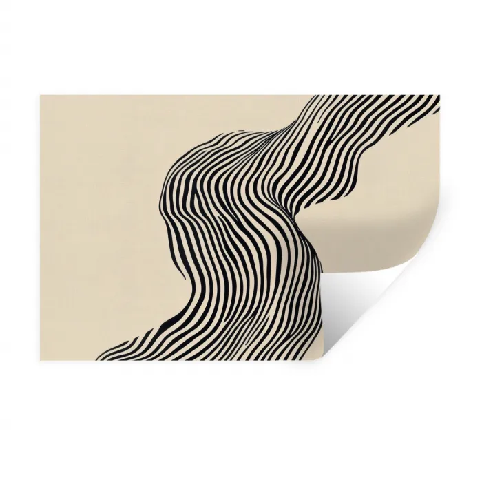 Golvend - Lijnen - Abstract - Silhouet Muursticker klein -3d