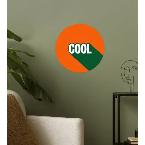 Cool - Oranje - Groen Wandcirkel behangsticker klein -sfeer2