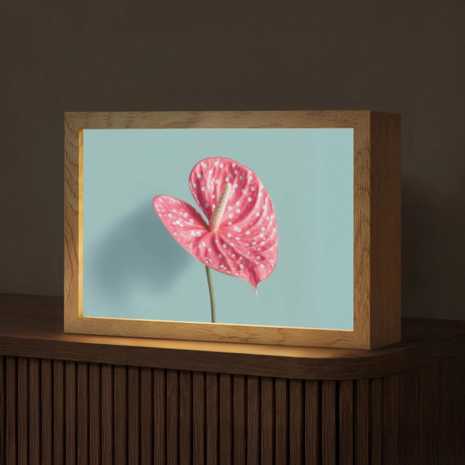 Blad - Anthurium - Stippen - Roze Light Box met kabel (Tafellamp) klein -z3d_website