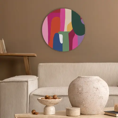 Kleurvakken - Recht - Rond - Abstract Akoestische PET Vilt - Rond klein -sfeer1