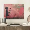 Graffiti - Meisje - Roze - Street art - Roos - Banksy PET vilt klein -sfeer1