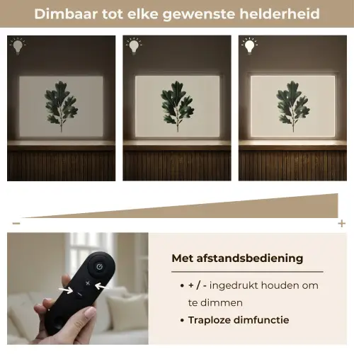 Eikenbladeren - Beige - Groen - Golvende randen Light Box met batterij (Wandlamp) middel -USP_dimbaarNL