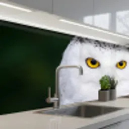 Sneeuwuil - Portret - Geel keuken achterwand 2 middel -3d_schuin