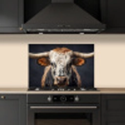 Stier - Kleurrijk - Hoorns keuken achterwand spatscherm klein -sfeer1