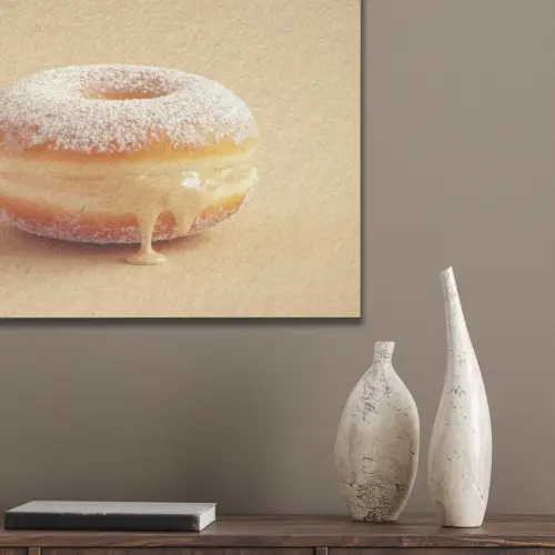 Donut - Romig - Poedersuiker - Beige PET vilt klein -sfeer6_closeup