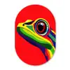 Kikker - Kleurrijk - Strepen - Ogen Wandcirkel Ovaal Glas middel -3d