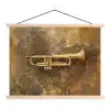Trompet - Geel - Muzikaal textielposter latten blank klein -3d