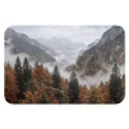 Bergen - Vallei - Mist - Herfst - Natuur Badmat klein -3d