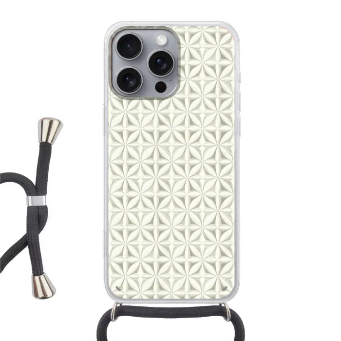 Abstract - Structuur - Grijs - Wit Hoesje iPhone 16 Pro Max met koord klein 804 -3d