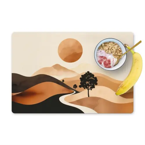 Zon - Heuvels - Boom - Abstract Placemat vinyl groot -zzzproduct_Kitchenyeah-website