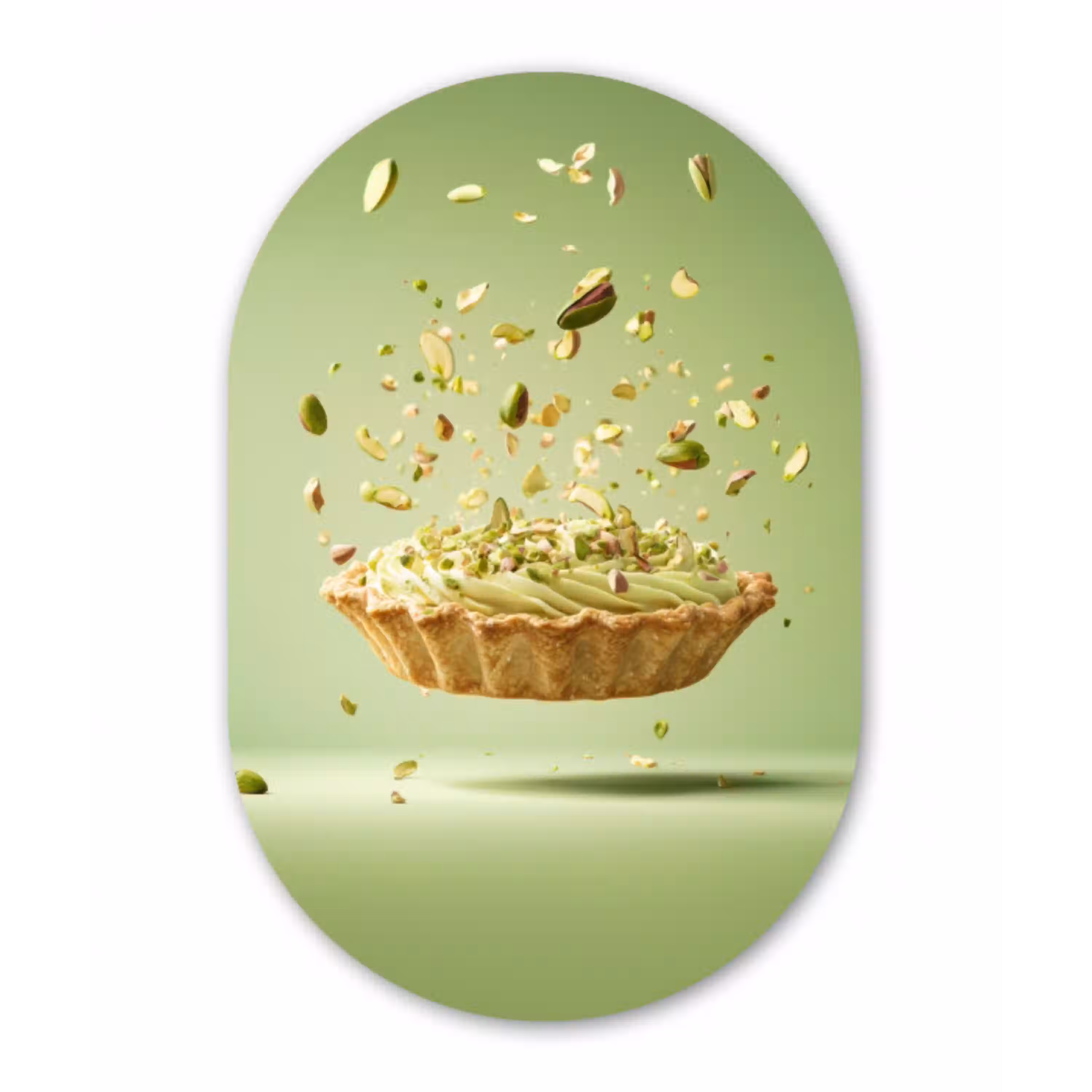 Pistache - Taart - Noten - Eten Wandcirkel Ovaal Glas middel -3d