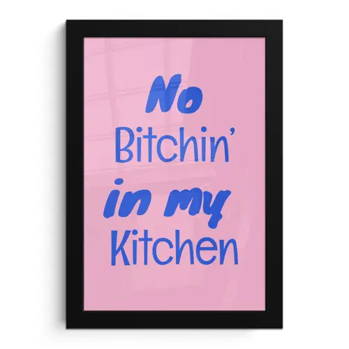 Quote - Blauw - Lettertype - Keuken fotolijst zwart zonder passe partout klein -3d