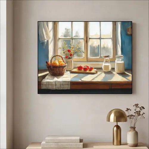 Stilleven - Keuken - Doorkijk - Vintage Textielframe zwart klein -sfeer2