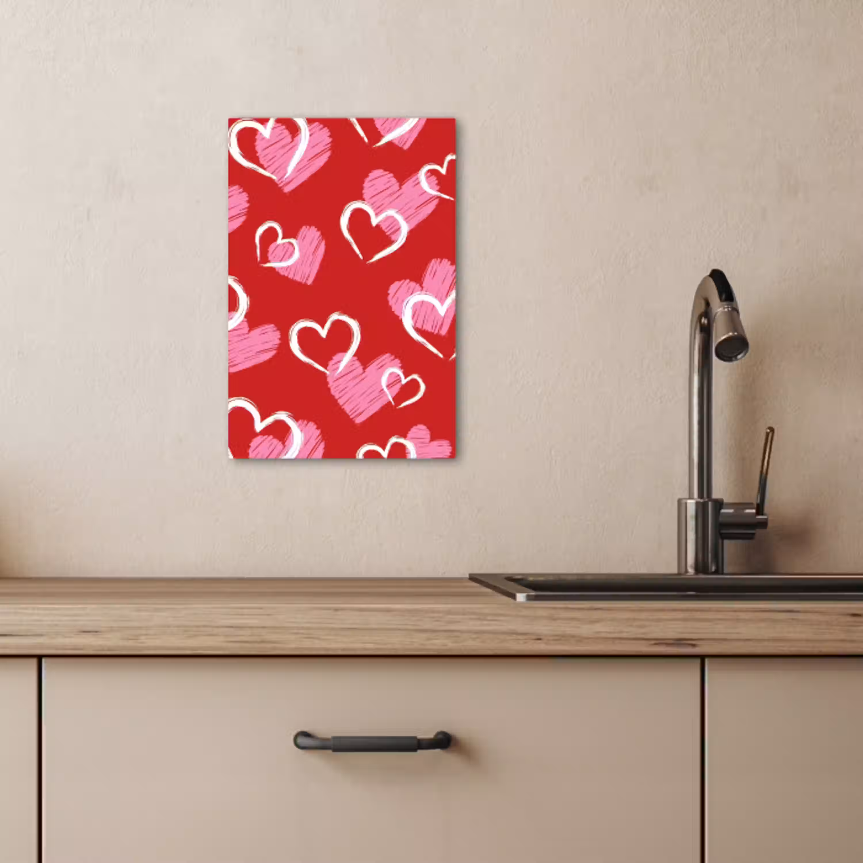 Patroon - Hartjes - Roze - Valentijn KitchenYeah - Keuken - Canvas klein -sfeer2