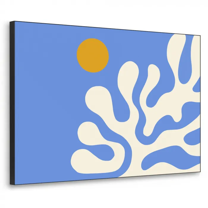 Minimalistisch - Organisch patroon - Blauw Textielframe zwart klein -3d