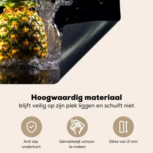 Ananas - Fruit - Water - Planten - Zwart Inductie beschemer met haakjes middel -ky-onderkant-nl