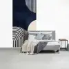 Donkerblauw - Abstract - Lijnen fotobehang vinyl groot -slaapkamer