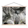 Marmer - Zwart - Goud - Grijs textielposter latten blank klein -3d