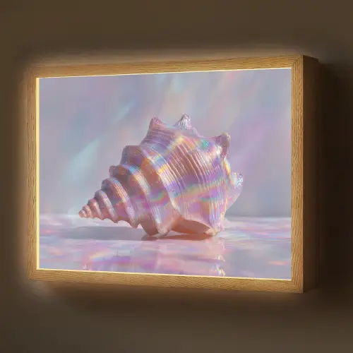 Schelp - Glanzend - Regenboogtinten Light Box met batterij (Wandlamp) middel -z3d_website