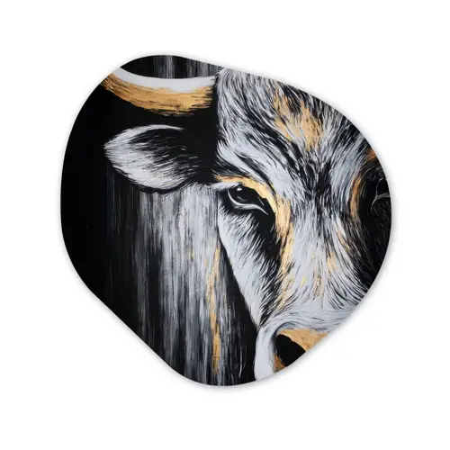 Stier - Hoorns - Snuit - Goud Wandcirkel Organisch Plexiglas middel -3d