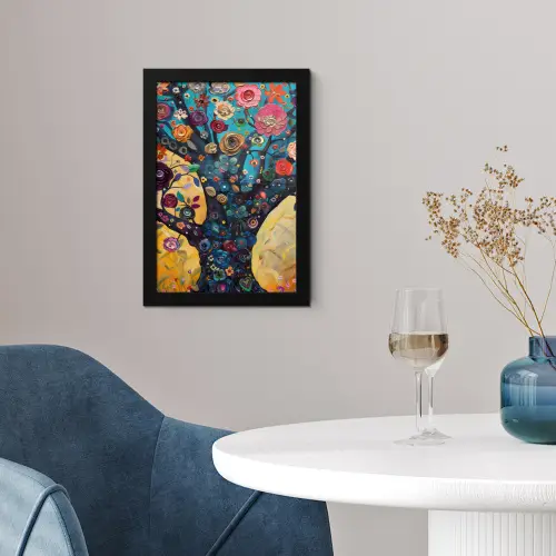 Boom - Levensboom - Kleurrijk - Bloemen - Modern fotolijst zwart zonder passe partout klein -sfeer4