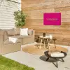 Toedeloe - Groen - Roze Tuinposter op houten frame 2 cm dik klein -sfeer2
