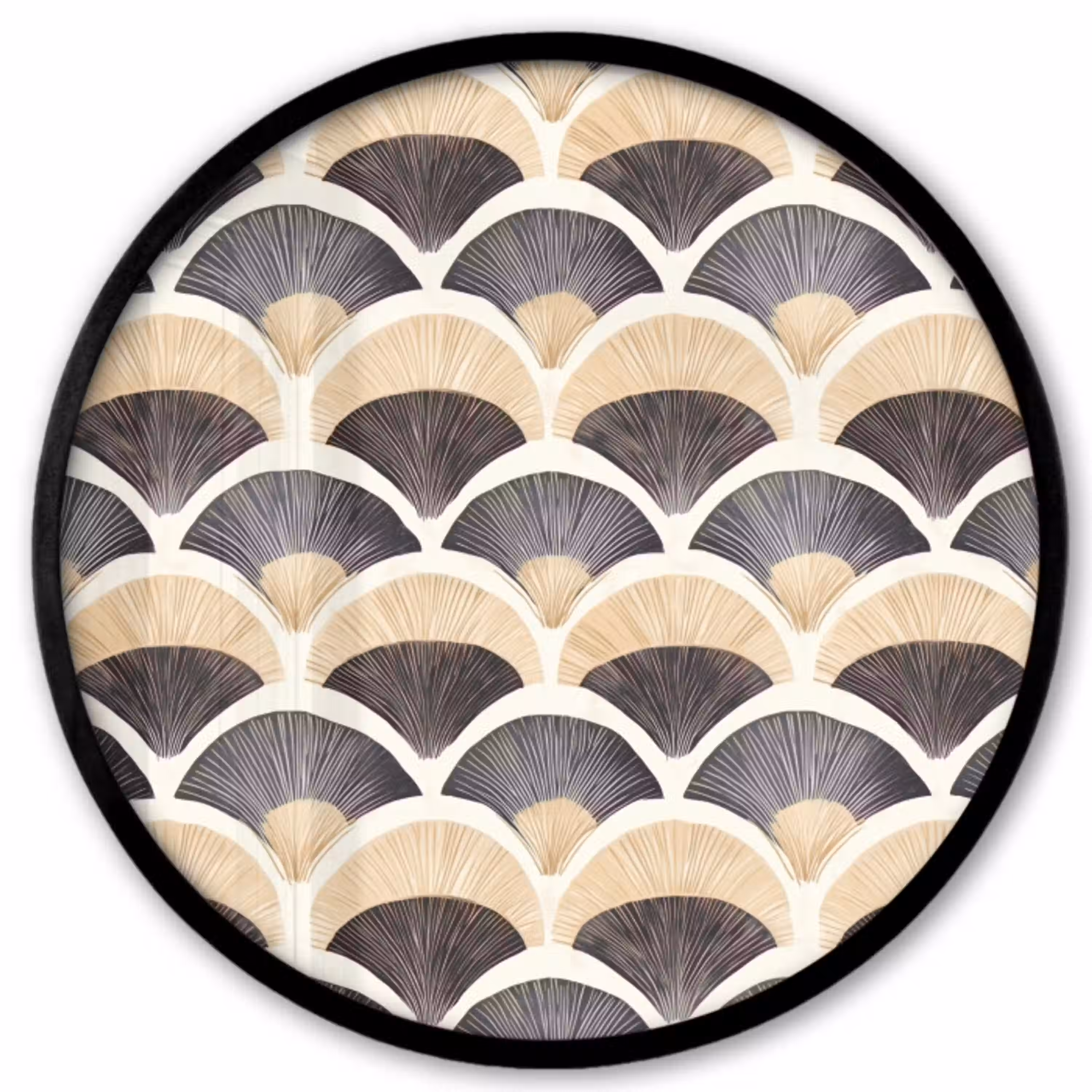 Waaier - Patroon - Zwart - Beige Fotolijst rond zonder passe partout klein 856 -3d