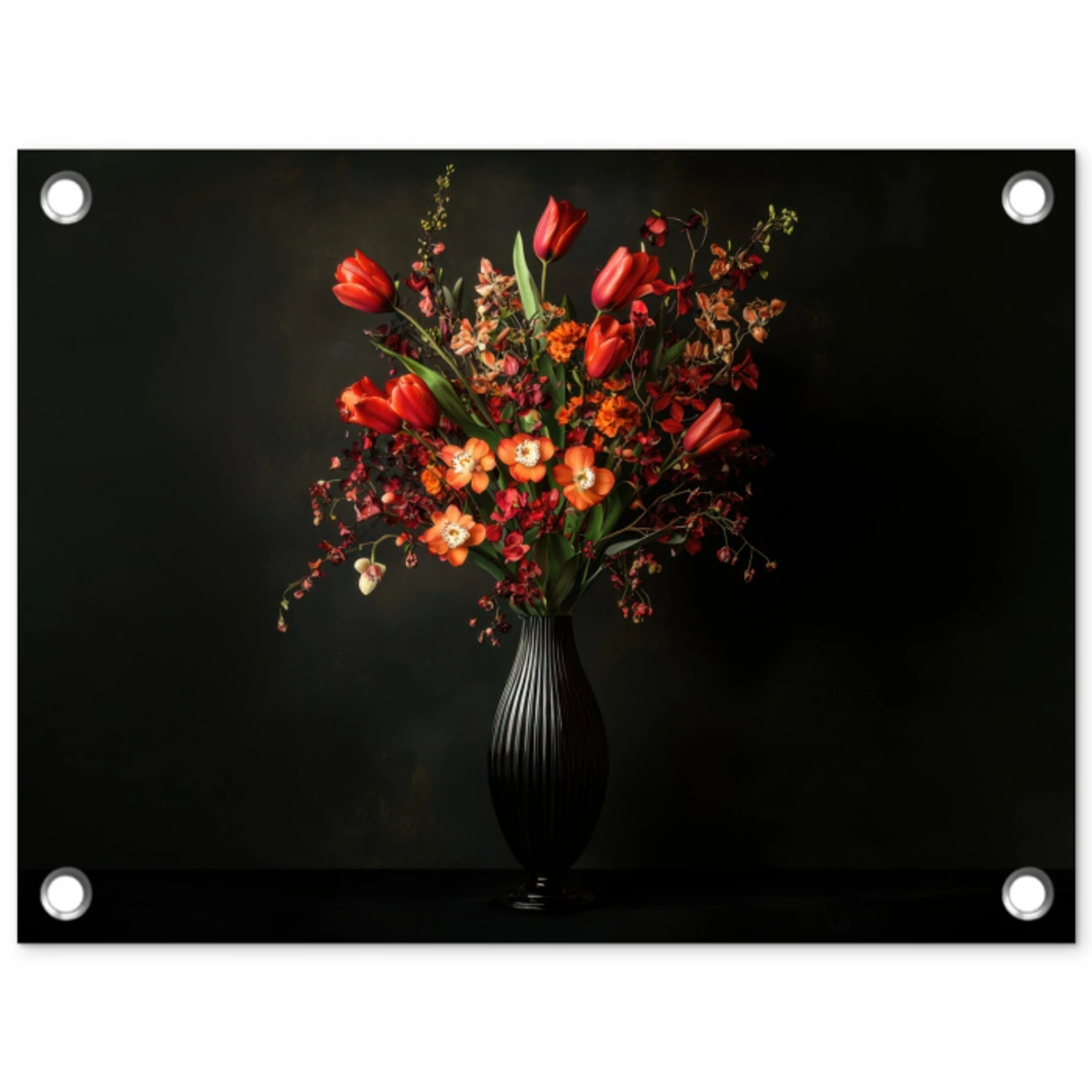 Bloemen - Takken - Boeket tuinposter los doek klein -3d