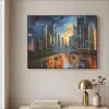 Auto - Skyline - Zon - Blauw Textielframe - compleet frame klein -sfeer2