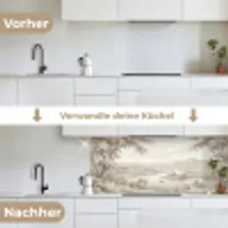Rivierlandschap - Bergen - Natuur - Vintage - Beige keuken achterwand 2 middel -voor-na_DE