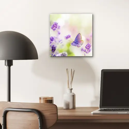Lavendel - Vlinder - Bloemen aluminium wit klein -sfeer5