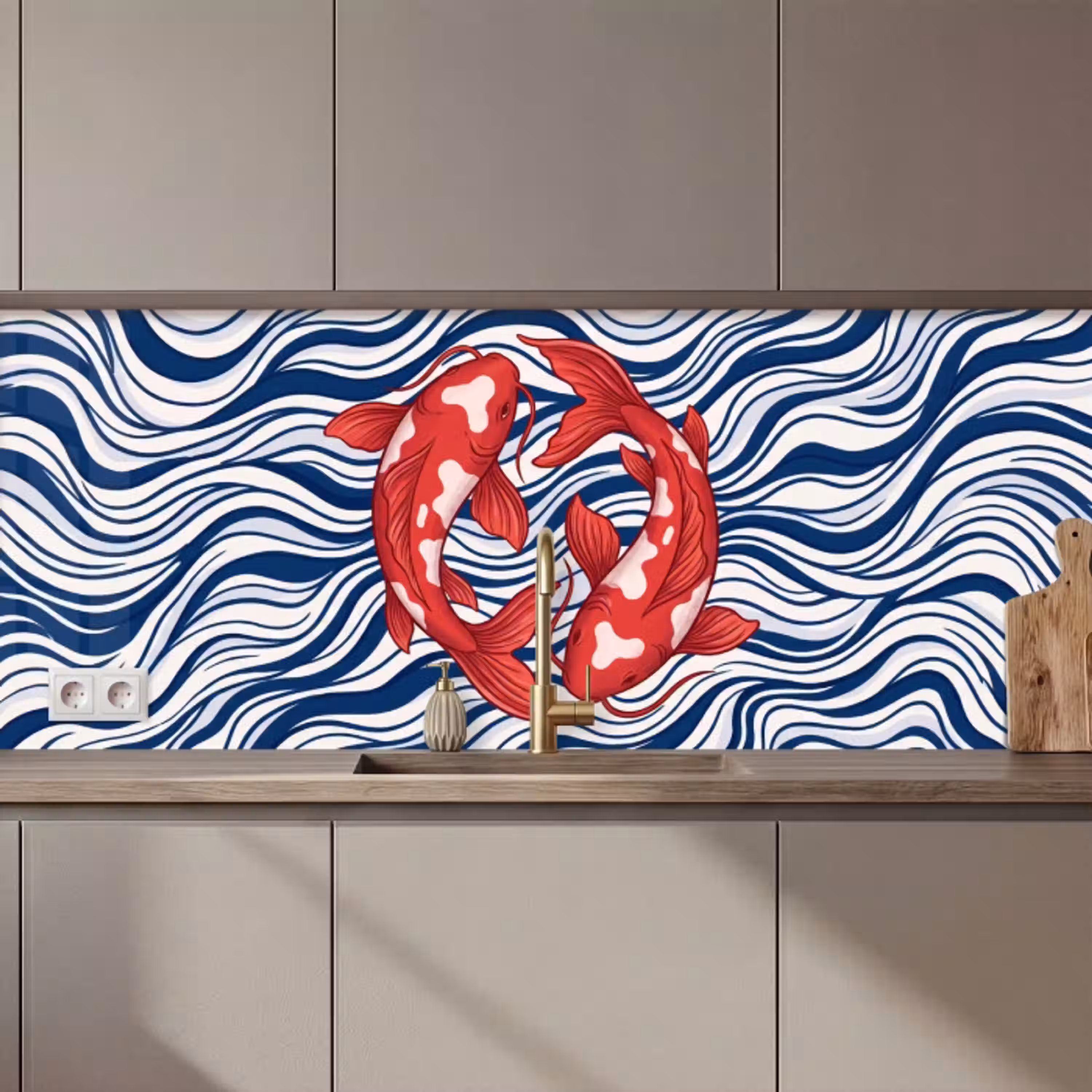 Vis - Water - Natuur - Illustratie - Rood keuken achterwand 2 middel zz_3dshopping