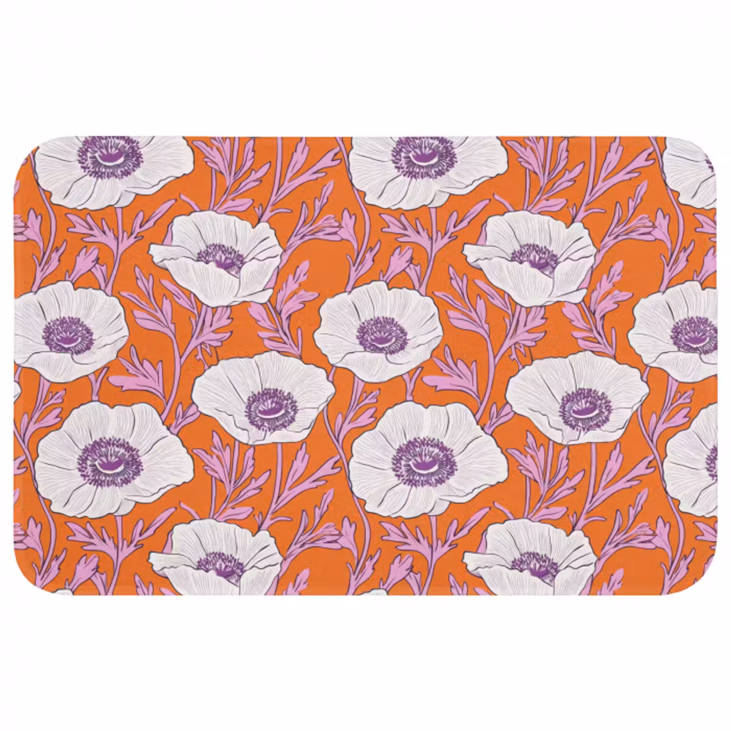 Badematte - Blumen - Grafik - Orange
