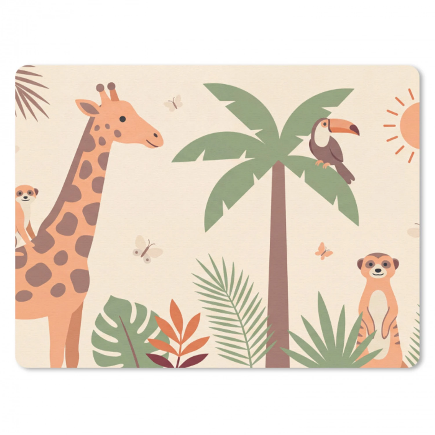 Dieren - Tropisch - Safari - Kleurrijk muismat rubber klein -3d