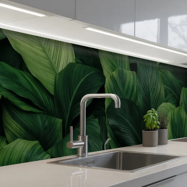 Crédence Cuisine - Nature - Tropical - Feuilles - Vert