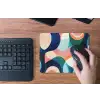 Abstract - Blauw - Roze muismat rubber klein -toetsenbord