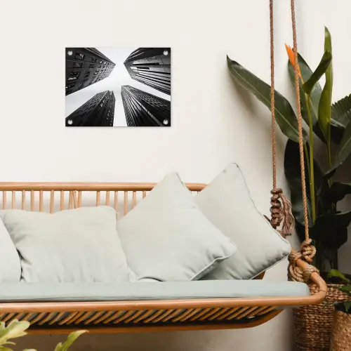 Gebouwen - Lucht - Zwart tuinposter los doek klein -sfeer7