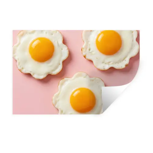 Eieren - Bloem - Roze Muursticker klein -3d