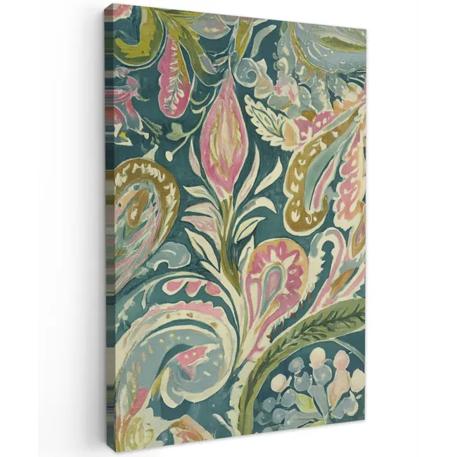 Patroon - Kleurrijk - Sierlijk - Groen Tuinposter op houten frame 2 cm dik klein -3d