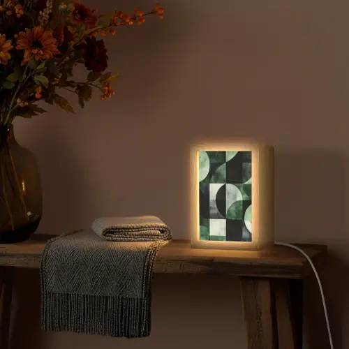Abstract - Groen - Vormen Light Box met kabel (Tafellamp) klein -sfeer4