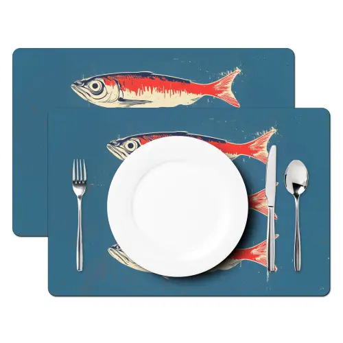 Vissen - Rood - Blauw Placemat vinyl groot -zzsfeer2_Kitchenyeah-website