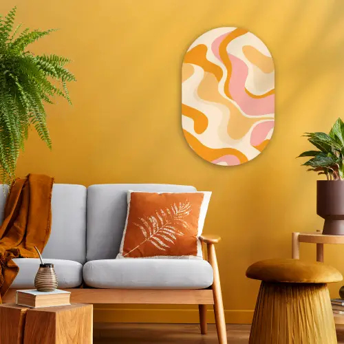 Abstract - Golvend - Oranje Wandcirkel Ovaal Forex klein -sfeer4