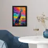Giraffe - Savanna - Lucht - Gekleurd fotolijst zwart zonder passe partout klein -sfeer4