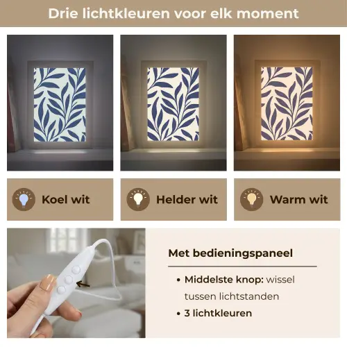 Bladeren - Klimop - Donkerblauw Light Box met kabel (Tafellamp) klein -USP_lichtkleurNL
